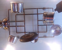 Reclaimed Copper Pot Rack- $250