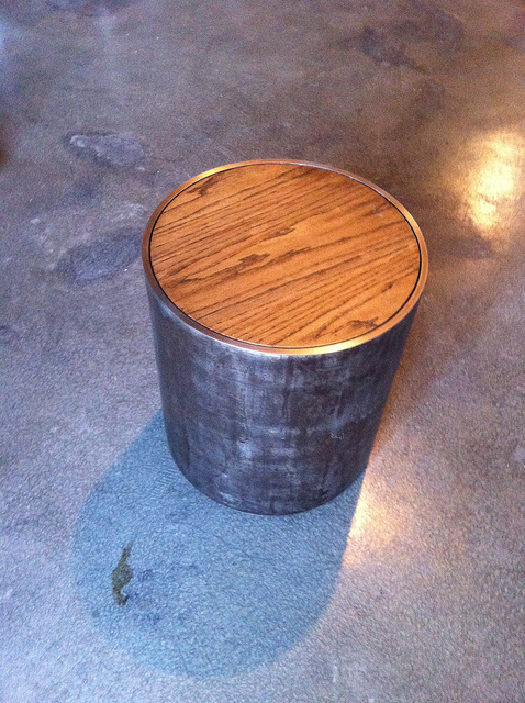 Reclaimed Steel and Wood Stool