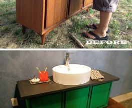 Garage Sale Console Becomes Our Bathroom Vanity